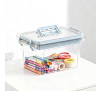 Mevronisshop-Caisse Plastique Avec Couvercle, Double Couche Boite A Couture Vide, Grand Valisette De Rangement Avec Poignée, Bleu Transparent, Boite A Couture Pour Ranger Petits Jouets, Cosmétiques