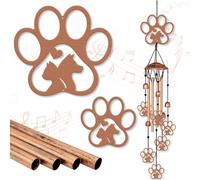 Mevronisshop-Carillon Éolien En Métal Avec Empreintes De Pattes Pour Chiens Et Chats - Cadeau Pour Les Amoureux Des Animaux De Compagnie - Ton Profond - Convient Pour L'extérieur, L'intérieur, Le Bal