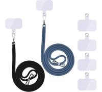MEVRONISSHOP-Chaîne de téléphone portable universelle - Cordon universel pour téléphone portable à suspendre autour du cou - Avec cordon de téléphone portable - Réglable et amovible - Noir clair + bl