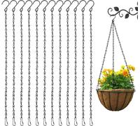 MEVRONISSHOP-Chaîne Suspendu avec Crochet, 12 Pcs Chaîne de Suspension Panier en Métal 50cm Plant Hanger Fleurs avec Crochet pour Mangeoires, Cage à Oiseaux, Billboard, Lanternes et Ornements