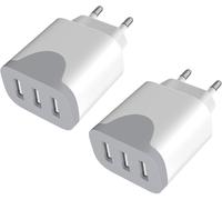 MEVRONISSHOP-Chargeur USB 2Pack, Prise USB Multiple 3 Ports Adaptateur Charge Rapide Universel Prises pour lPhone 14/13/12/11 Pro Max Mini SE XR XS Max G alaxy S21 S20 A71 A51 Note 20 Xiaomi Plug Cha