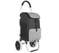 Mevronisshop-Chariot De Courses Pliable Caddie Course 41l À Grandes Roues Silencieuses, Cadre En Aluminium, Sac Imperméable Avec Compartiment Isotherme, Noir Gris