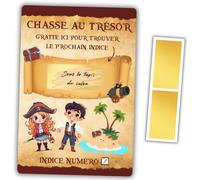 Mevronisshop-Chasse Au Trésor À Gratter Pour Goûter Ou Fête D'anniversaire - Activité Intérieur/Extérieur Vacances Activité De Fête - Thème Pirate -10 Cartes Personnalisables + 10 Pastilles À Gratter