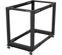 MEVRONISSHOP-com Rack Serveur Mobile 15U 4 Poteaux, Rack Réseau 19"" 4 Poteaux avec Roulettes, Rack avec Profondeur Ajustable pour PC/AV/IT - Roulettes/Pieds de nivellement/Fixation au Sol (4POSTRACK1