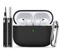 MEVRONISSHOP-Compatible with AirPods Pro 3 Case(2025) with Cleaning Kit, Silicone Protective Case Cover for Apple Air Pod Pro 3rd Charging Case,Unisex Design - Black