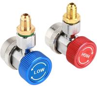 Mevronisshop-Connecteur Raccord Rapide R134a, Couple Adaptateur R-134a 1/4 Pouce Sae Hvac Raccords De Voiture A/C Raccord Rapide Bas/Haut, Kit Connecteur Flexible Collecteur Freon Hvac