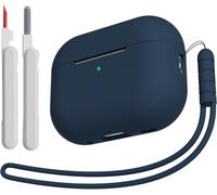 MEVRONISSHOP-Coque Étui Compatible avec AirPods Pro 2/1 2023/2022/2019 avec Kit de Nettoyage et Lanière en Silicone, Housse en Silicone Etui de Protection pour Airpods Pro 2¿/1¿ Génération, Midnight