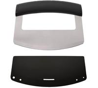 Mevronisshop-Couteau Mezzaluna Avec Lame Courbé En Acier Inoxydable, Avec Étui De Protection, 15 Cm, Noir