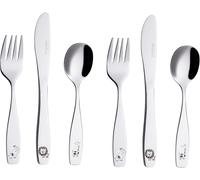 Mevronisshop-Couverts Pour Enfants En Inox 18/10-6 Pièces:2 X Fourchettes, 2 X Couteaux, 2 X Cuillères - Safari - Girafe Éléphant Lion