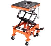 Mevronisshop-Cric De Moto 158 Kg Hauteur De Levage 34-90,5 Cm Pont Élévateur Hydraulique Plate-Forme 41,5x35 Cm Antidérapante Table Élévatrice Moto Roulette Verrouillable Lève Moto Sécurisé Entretien