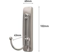 MEVRONISSHOP-Crochet Double Grand Modèle en Nickel Brossé, 1 Crochet, 1 Languette, 1,8 kg - Fixe Solidement pour Décoration Murale