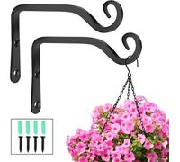 Mevronisshop-Crochets De Suspension Muraux, Supports De Panier Suspendu En Fer Forgé En Métal Accessoires Pour Mangeoires À Oiseaux, Plantes, Lanternes, Carillons Éoliens, Noirs (Paquet De 2)