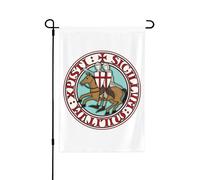 Mevronisshop-Drapeau De Jardin Double Face Pour Extérieur, Deux Templiers, Chevalier, Croisé, Viking, Décoration D'intérieur, Cour, Pelouse, 71,1 X 101,6 Cm