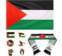 Mevronisshop-Drapeau Palestine150 X 90 Cm + 6*Épingle Palestine + Palestine Écharpe 135 X 13.5 Cm, Écharpe Drapeau Épingle, Décoration D'extérieur, Accessoires Vestimentaires, Pour Hommes Et Femmes