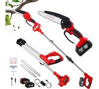 MEVRONISSHOP-Elagueuse sur Perche sans Fil 2 en 1, Mini Tronçonneuse Électrique 8¿ avec 2 x 3000mAh Tête Inclinable, 21V Télescopique Élagueur pour Tailler des Branches Hautes pour le Jardin, la Cour