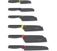 Mevronisshop-Elevate Ensemble De Couteaux 6 Pièces, Lames En Acier Inoxydable, Avec Couteau Dentelé Et Couteau De Chef, Étui De Protection, Noir/Multicolore