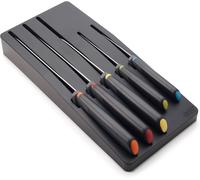 Mevronisshop-Elevate Lot De 5 Couteaux De Cuisine, Acier Inoxydable Japonais, Ensemble De Couteaux Avec Bloc De Rangement Pour Tiroir, Noir