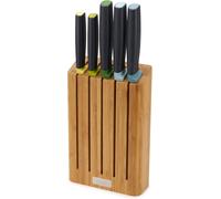 Mevronisshop-Elevate Lot De 5 Couteaux De Cuisine En Acier Inoxydable Japonais, Bloc Couteaux En Bambou, Multicolore