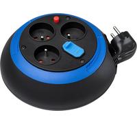 MEVRONISSHOP-Enrouleur de câble Design-Box CL-S avec USB/Petit Enrouleur électrique 3 Prises de Courant et 2 Prises-Chargeur USB (Utilisation en intérieur, 3m de câble, fabriqué en France) Noir/Bleu