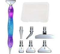 Mevronisshop-Ensemble De Stylos De Peinture Diamant, Accessoires Et Outils De Fabrication Artisanale De Peinture Diamant 5d, Avec 6 Embouts De Remplacement Pour Stylo Perceuse En Métal + Boîte De Ran