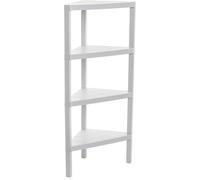 MEVRONISSHOP-Etagere Plastique d¿Angle 4 Niveaux Résistante à l¿Humidité Inclut Fixation avec Vis et Compatible Système Quick Fix Intérieur et Extérieur Charge Jusqu¿à 32kg ¿ Modèle Lombok ¿