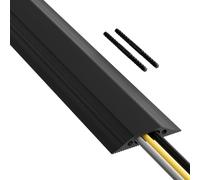 MEVRONISSHOP-FC83B Passe Câble Sol, Passage Plancher, Liégeable Goulotte de Sol, Prévient les Accidents - Cavité du Câble = 30mm (Largeur) x 10mm (Hauteur) - 1,8m Longueur - Noir