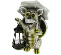 Mevronisshop-Figurine De Jardin En Forme De Dragon Avec Lanterne Solaire + Parapluie