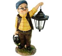 Mevronisshop-Figurine De Jardin Grand-Père Hans Avec Lanterne Solaire Et Arrosoir 38 Cm Décoration De Jardin Pour Homme Âgé Taille Xxl Multicolore