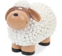 Mevronisshop-Figurine Mouton, Peint Main, Résistant Aux Intempéries, Hxlxp : 15,5x20x11 Cm, Jardin, Polyrésine, Blanc
