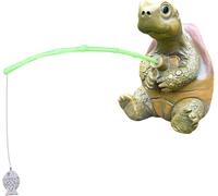 MEVRONISSHOP-Figurine Tortue Jardin Décorative en Résine, Statue Tortue avec Canne à Pêche pour Étang, Décoration Extérieure Animaux Résistante aux Intempéries, Idée Cadeau pour Jardins et Espaces Ex