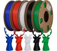 MEVRONISSHOP-Filament PLA 1.75mm Bundle, Filament pour imprimante 3D Combipack, 250g x 5 Spools, noir, blanc, rouge, bleu foncé, vert foncé
