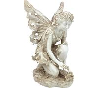 Mevronisshop-Fiona La Fée Des Fleurs Statue De Jardin, 43 Cm, Polyrésine, Pierre Antique