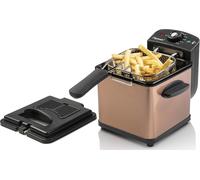 Mevronisshop-Friteuse À Huile, Mini Friteuse Pour Une Portion De Frites, Inclut La Technologie De Zone Froide & Contrôle De La Température, Fenêtre De Visualisation & Filtre À Huile, Couleur: Cuivre