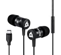 MEVRONISSHOP-Fusion Écouteurs USB-C avec Micro Hi-FI, Mousse à Mémoire, Connecteur Type-C, Noir