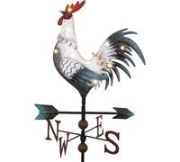 MEVRONISSHOP-Girouette en métal de 86 cm avec lumière solaire, étanche, décoration de jardin pour pelouse, cour et avant-toit, cadeaux pour femme, blanc