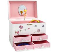 Mevronisshop-Grande Boîte Musicale À Bijoux, Fille À La Balançoire, Avec 4 Tiroirs De Rangement - Mélodie De La Valse Des Fleurs