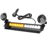 Mevronisshop-Gyrophare Led Stroboscopique - 35.6cm 12 Led Rampe Gyrophare Led 9 Modes De Flash, 12v-24v Pour Voiture Camion Remorque, Feux D'avertissement D'urgence Clignotants (Ambre/Blanc)