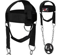 Mevronisshop-Harnais Réglable Pour La Tête, Ceinture De Musculation Pour Le Cou Avec Fixation Par Anneau En D Et Chaîne En Acier, Pour La Musculation, Le Fitness, L'haltérophilie, Taille Unique