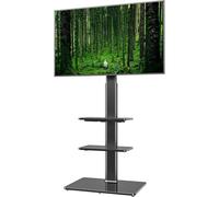 MEVRONISSHOP-HT3001BP Support TV Universel avec Support pivotant pour TV LCD LED de 19 à 42 Pouces, 3 étagères Noir