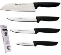 Mevronisshop-Jeu De Couteaux De Cuisine Professionnels En Acier Inoxydable Manche Noir Ustensiles Couteau Japonais Santoku Lave-Vaisselle (4 Pièces)