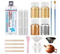 Mevronisshop-Kintsugi Kit De Réparation, Colle À Porcelaine Dorée Pour Réparation De Céramique Cassée, Verre, Soucoupes, Colle En Céramique, Cadeau Utile Et Artisanat, Parfait Pour Les Débutants