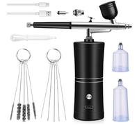 MEVRONISSHOP-Kit Aérographe Avec Compresseur, Aerographe Kit Complet, Kit Aérographe Portable Sans Fil, Rechargeable USB, Injecteur D'Oxygène, Pour Nail Art, Tatouages, Maquillage, Modélisme (Noir)