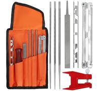 MEVRONISSHOP-Kit Affutage Chaine Tronçonneuse Universel avec Des Fichiers 5/32"" et 3/16"" et 7/32"", Poignée en Bois, Jauge Profondeur, Guide, Poche D'outil et Pince de Serrage pour Tronçonneuse par