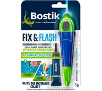 MEVRONISSHOP-Kit Colle de Réparation Fix & Flash ¿ Colle Forte Photoactive ¿ Efficace sur Tous Matériaux et Toutes Surfaces ¿ Transparent ¿ 1 Applicateur et 1 Tube de 5 g