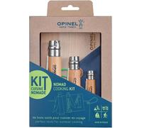 Mevronisshop-Kit Cuisine Nomade - Couteau Cranté + Tire-Bouchon Décapsuleur + Éplucheur + Planche À Découper + Serviette - Lame Acier Inox, Manche Bois De Hêtre