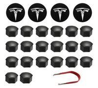 Mevronisshop-Kit De Couverture De Roue Capuchon De Moyeu Central Car Wheel Nut Cover Avec Outil Demontage Pour Tesla Model 3, S & X (Noir)