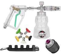 MEVRONISSHOP-Kit de pistolet de nettoyage haute pression transparent pour voiture avec canon à mousse 1/4"" Quick Plug 1L et 5 embouts et connecteur de tuyau pour Lavor, Vax, Elitech, pour lavage de