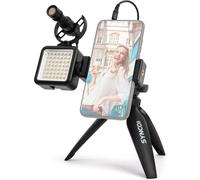 MEVRONISSHOP-Kit de vidéosurveillance pour smartphone Microphone directionnel Lumière vidéo Support de téléphone portable Trépied Stabilisateur pour iPhone 12 11 Pro Max X XS Huawei Samsung Vlogger K