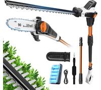MEVRONISSHOP-Litheli 2-en-1 Élagueur sur Perche et Taille Haie sans Fil, Batterie 2,0 Ah, Lame de 47 cm, tête inclinable et Perche rallonge pour Une Coupe Facile(Hauteur Fixe)