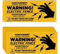 Mevronisshop-Lot De 10 Panneaux D'avertissement De Clôture Électrique ¿ 25,4 X 10,2 Cm En Plastique Pour Clôture Électrique ¿ Panneau D'avertissement Pour Clôture Électrique De Danger ¿ Panneau De Cl